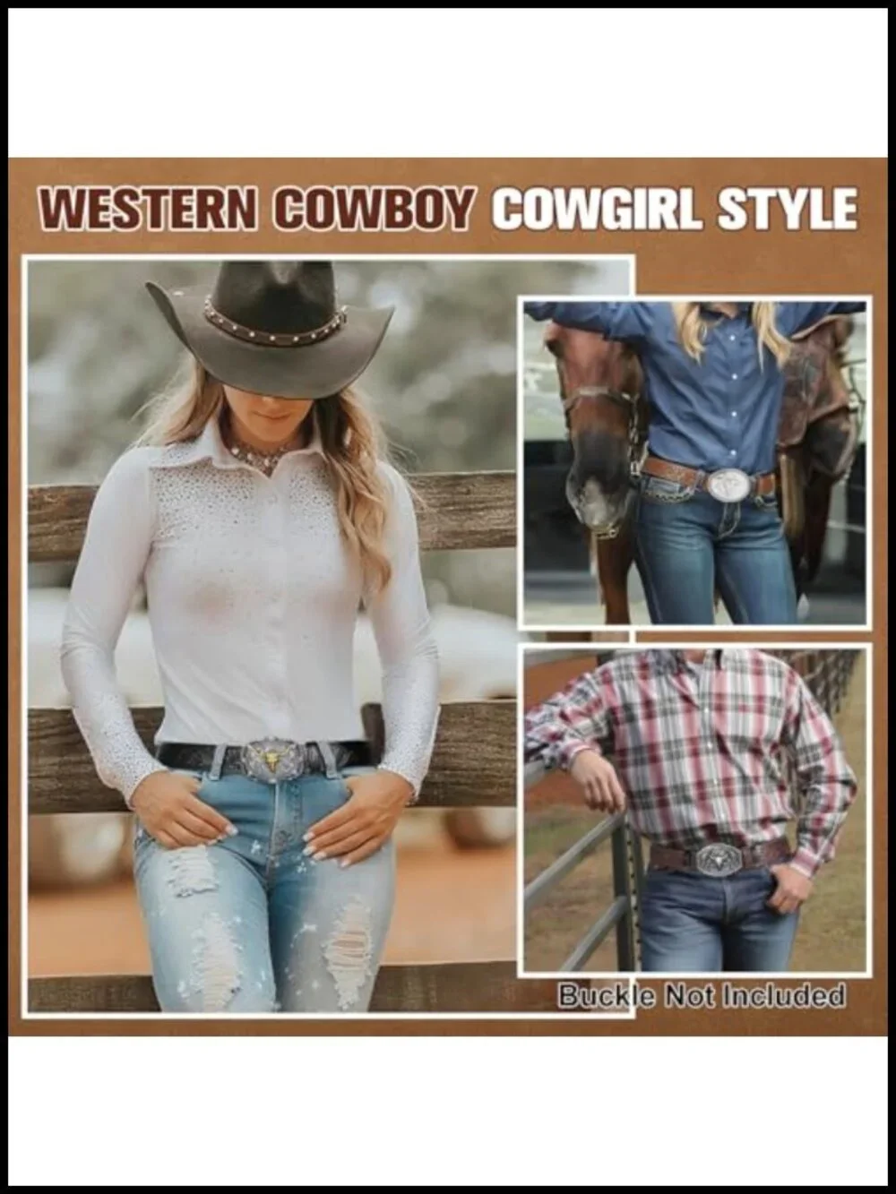 3 Pack Western Belts Without Buckle Genuine Leather Cowboy Belt